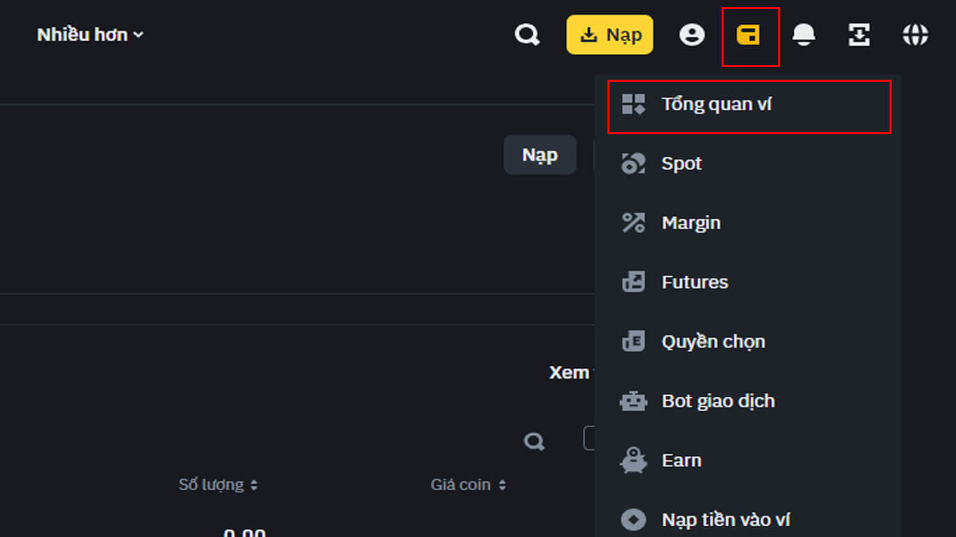 tổng quan ví trên Binance
