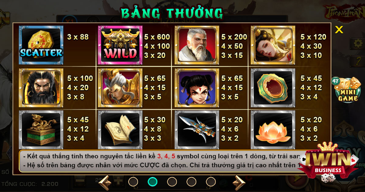 Cơ chế thắng quỹ thưởng game Phong Thần iWin